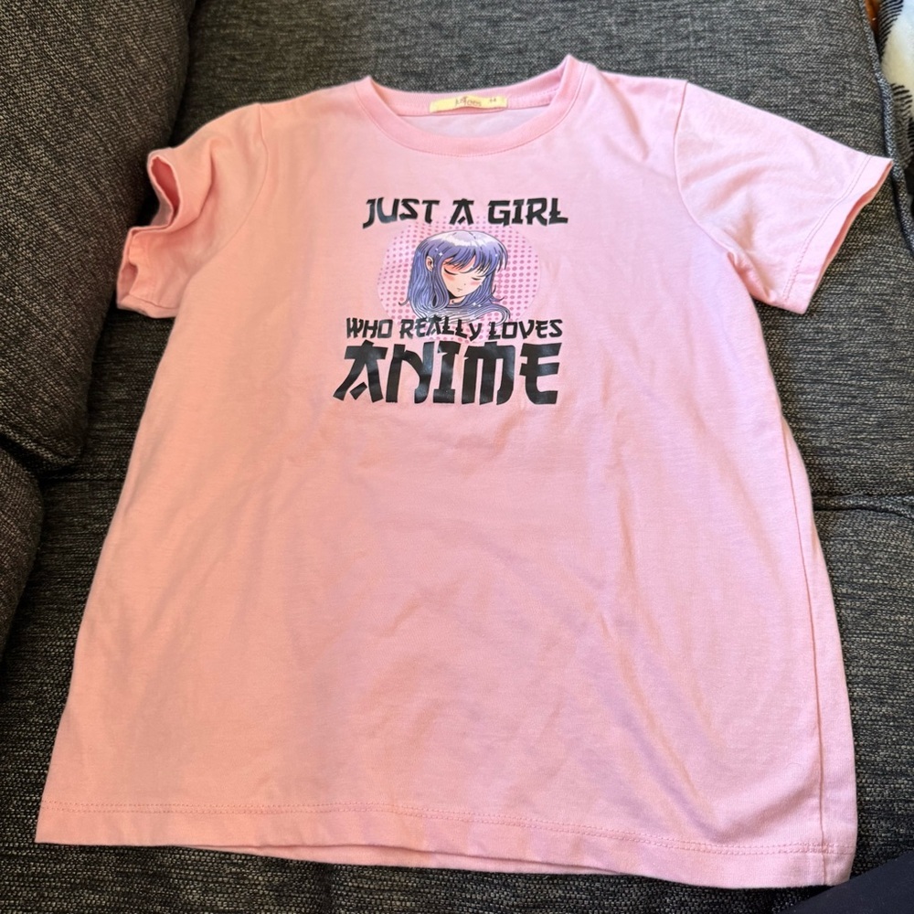 Pink Anime Graphic Kids T-Shirt